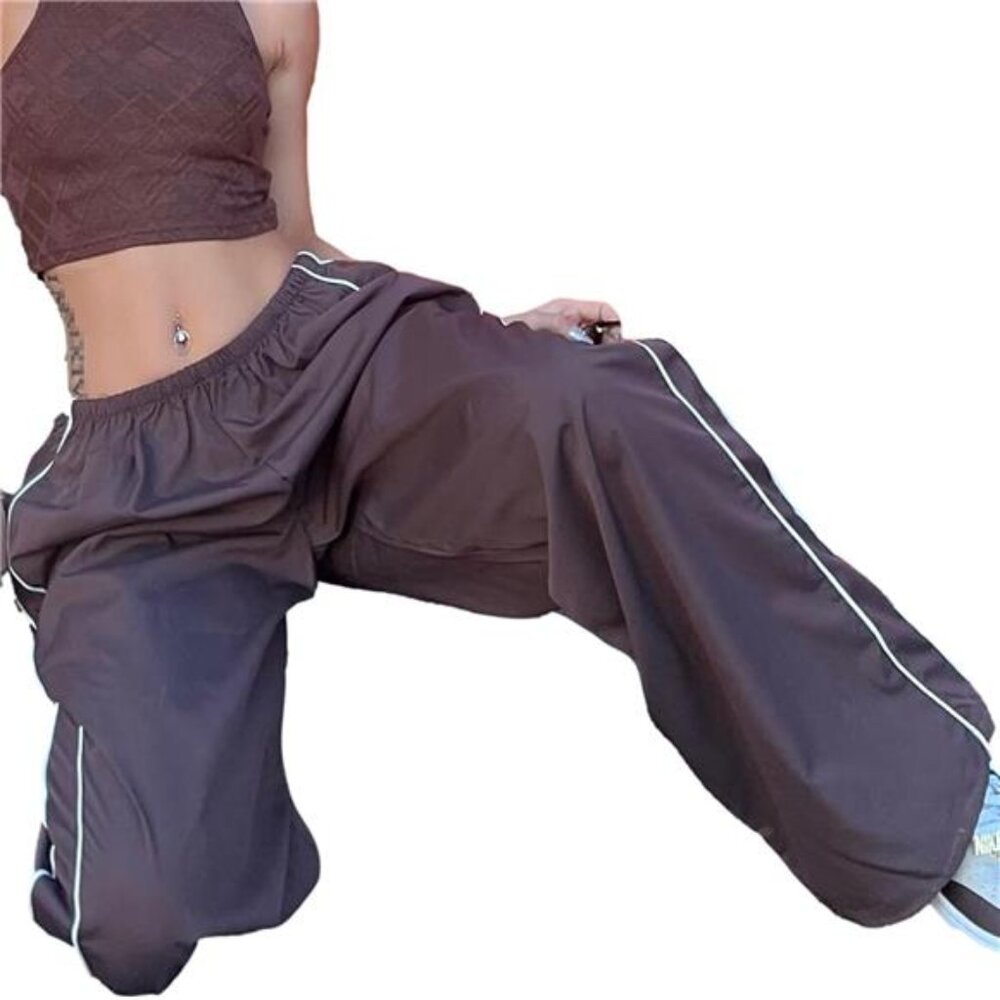 Womens Parachute Pants Wide Leg Baggy Pants - Picture 6 of 9